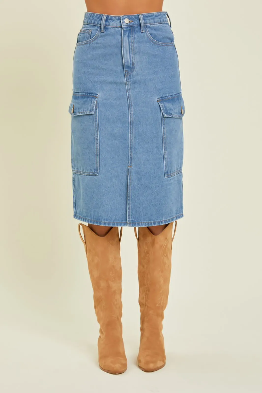 Blue Denim Cargo Skirt