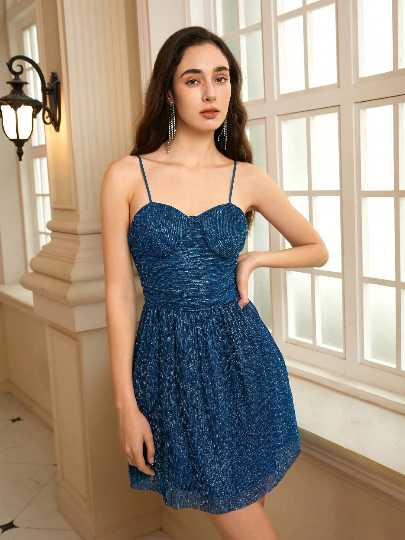 Blue Sweetheart Strappy Mini Dress