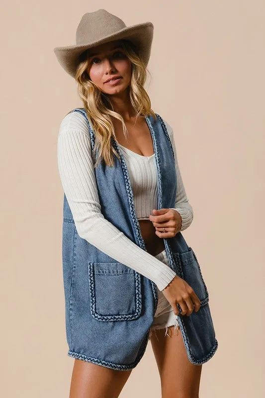 BOHO BANDED DENIM VEST