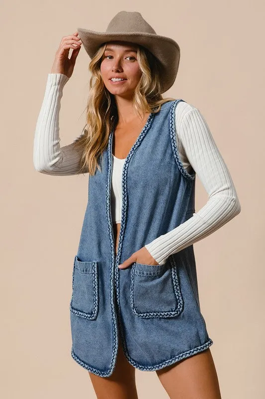 BOHO BANDED DENIM VEST