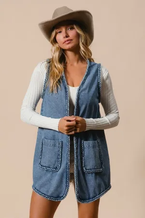 BOHO BANDED DENIM VEST