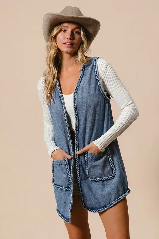 BOHO BANDED DENIM VEST