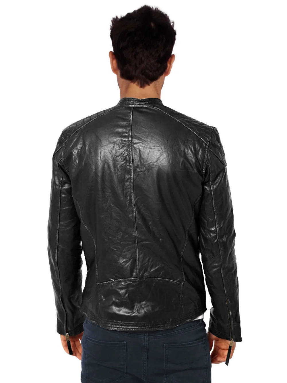 Bold Moto Style Genuine Leather Jacket for Men