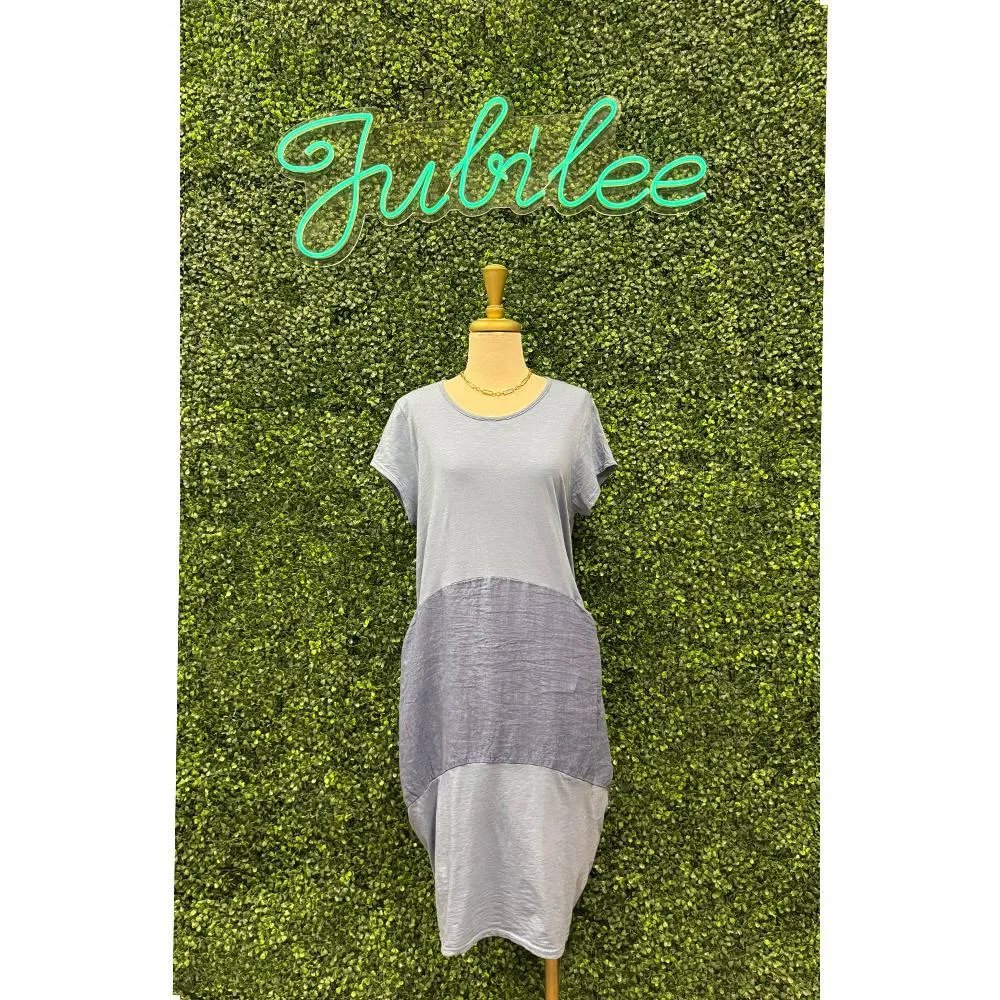 Bria Denim Blue Linen Dress