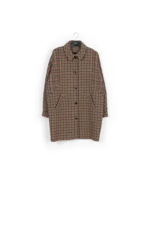 Brown houndstooth wool-blend coat