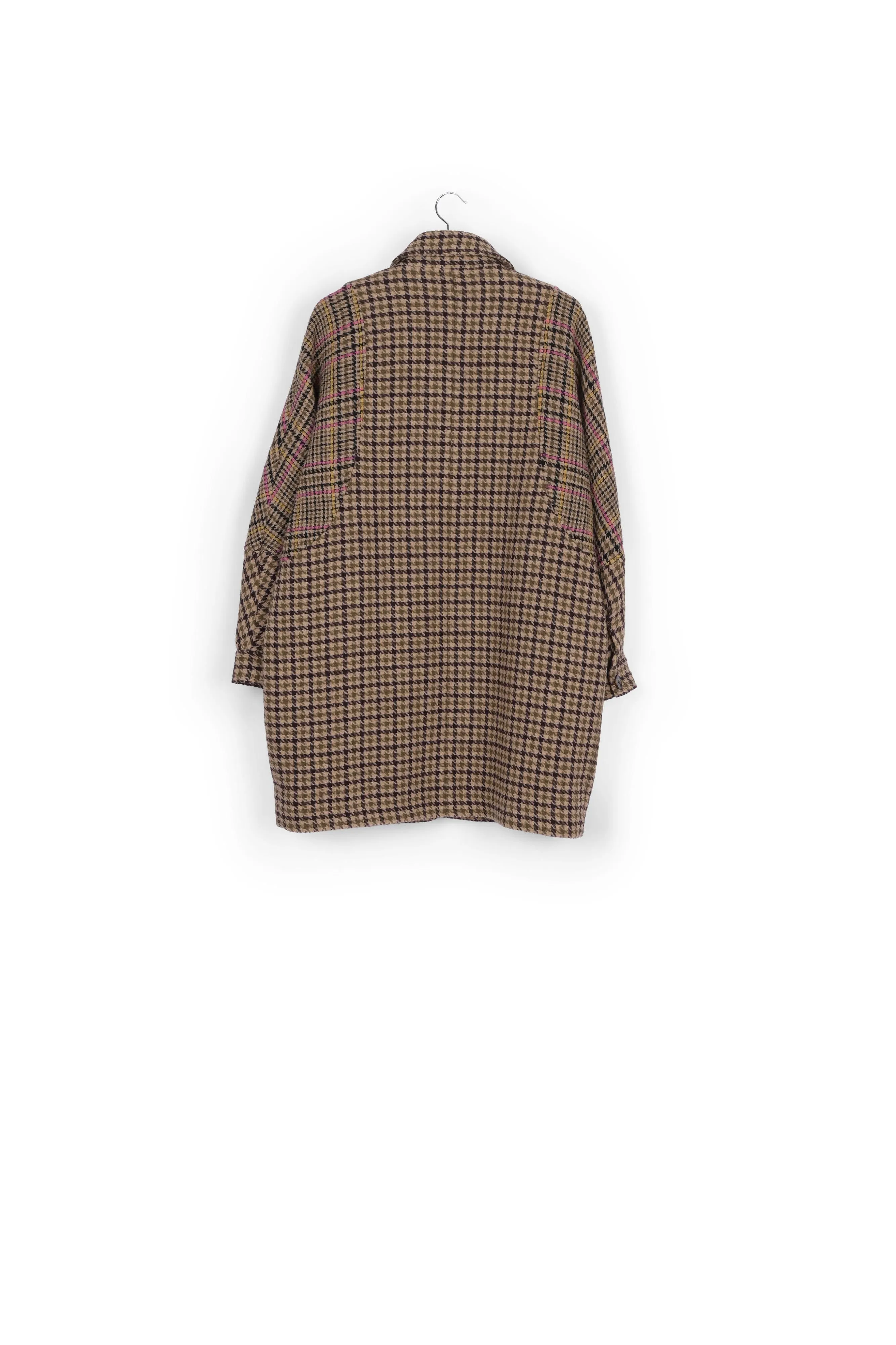 Brown houndstooth wool-blend coat
