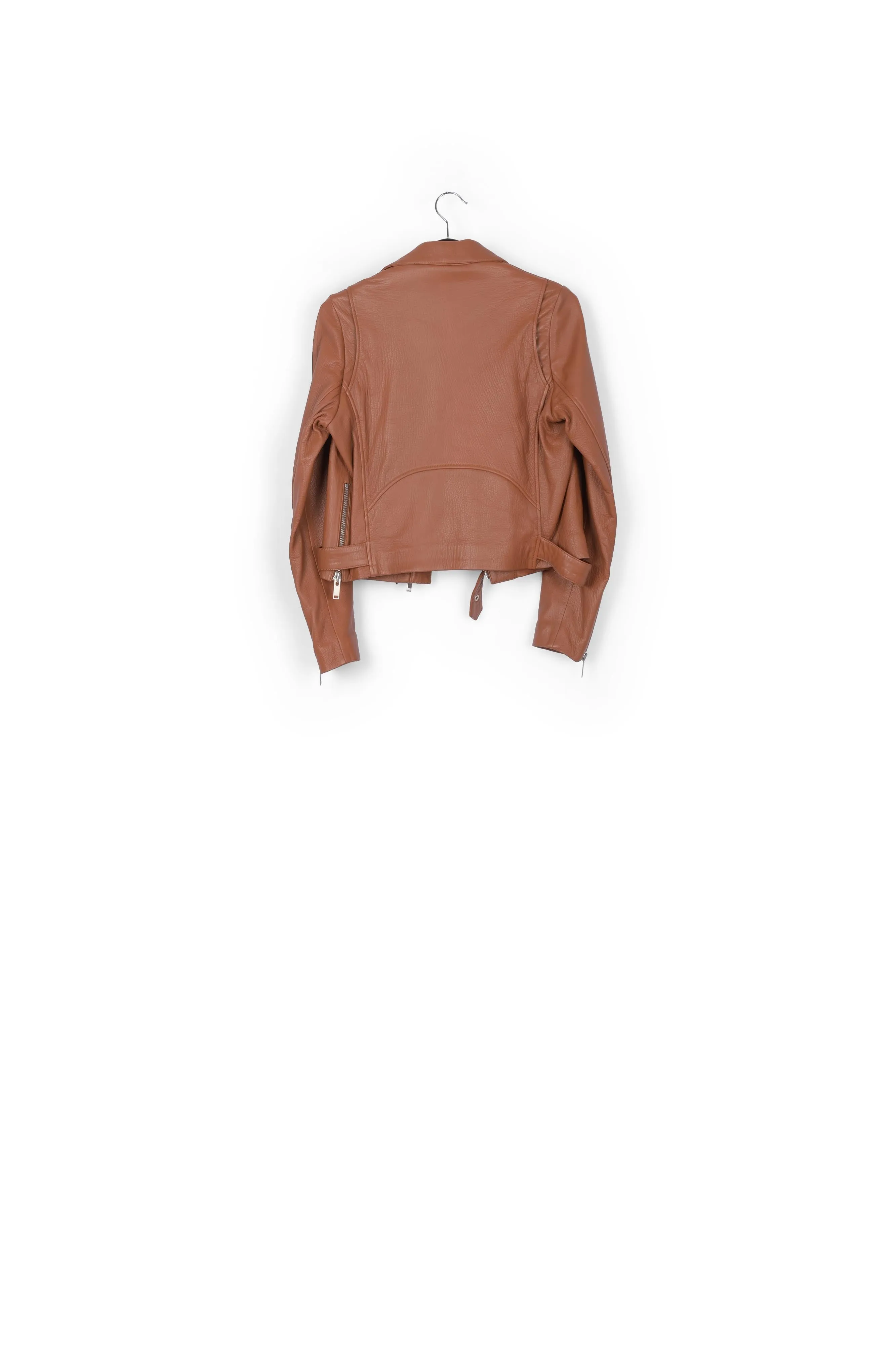 Brown leather biker jacket