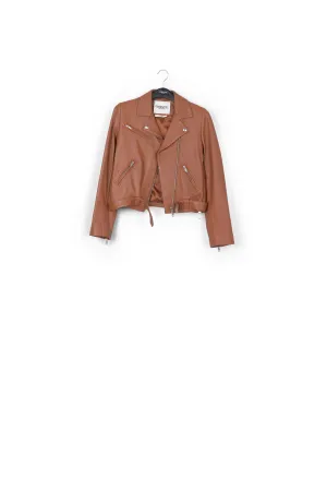 Brown leather biker jacket
