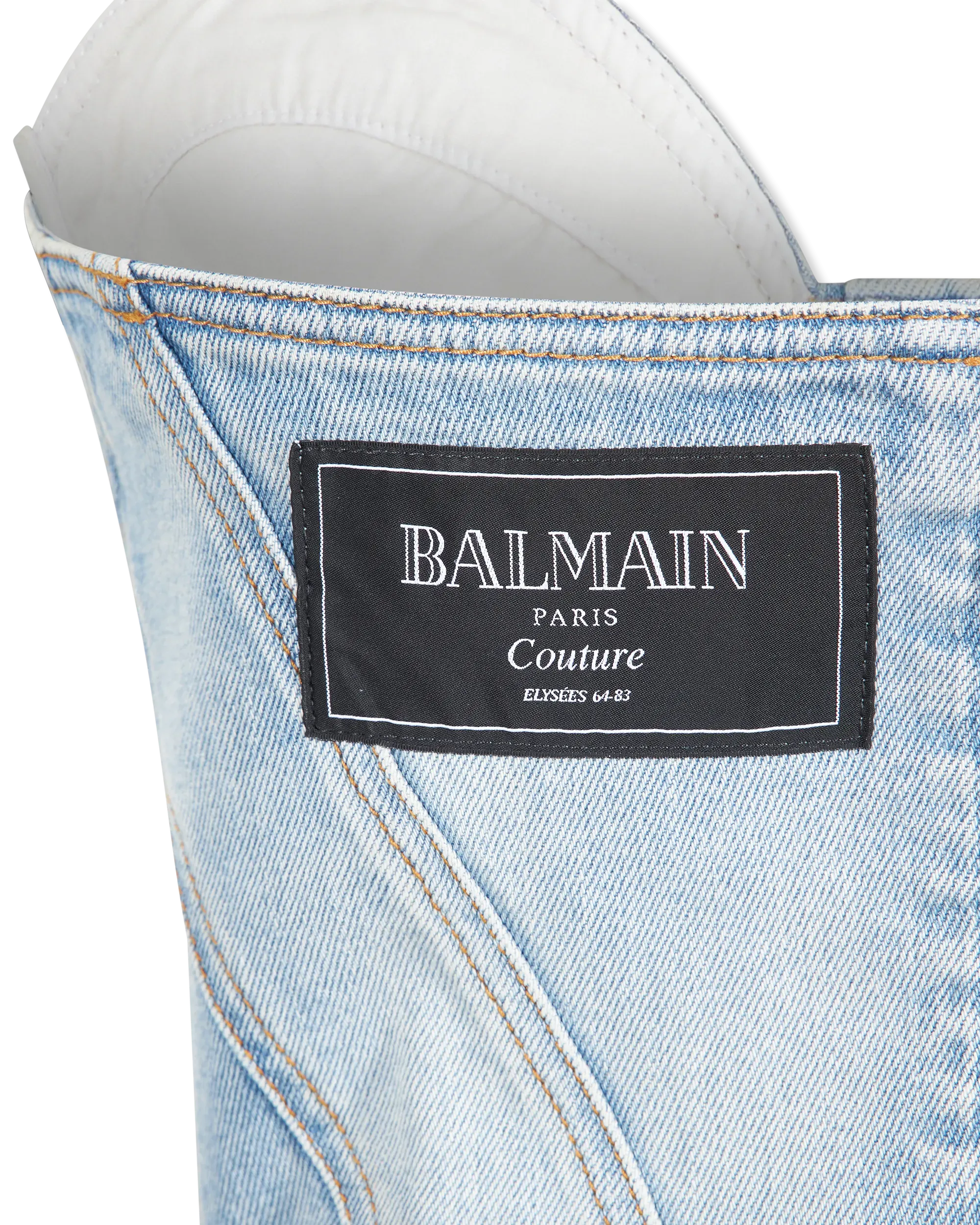 Button-Detailed Bustier Denim Dress