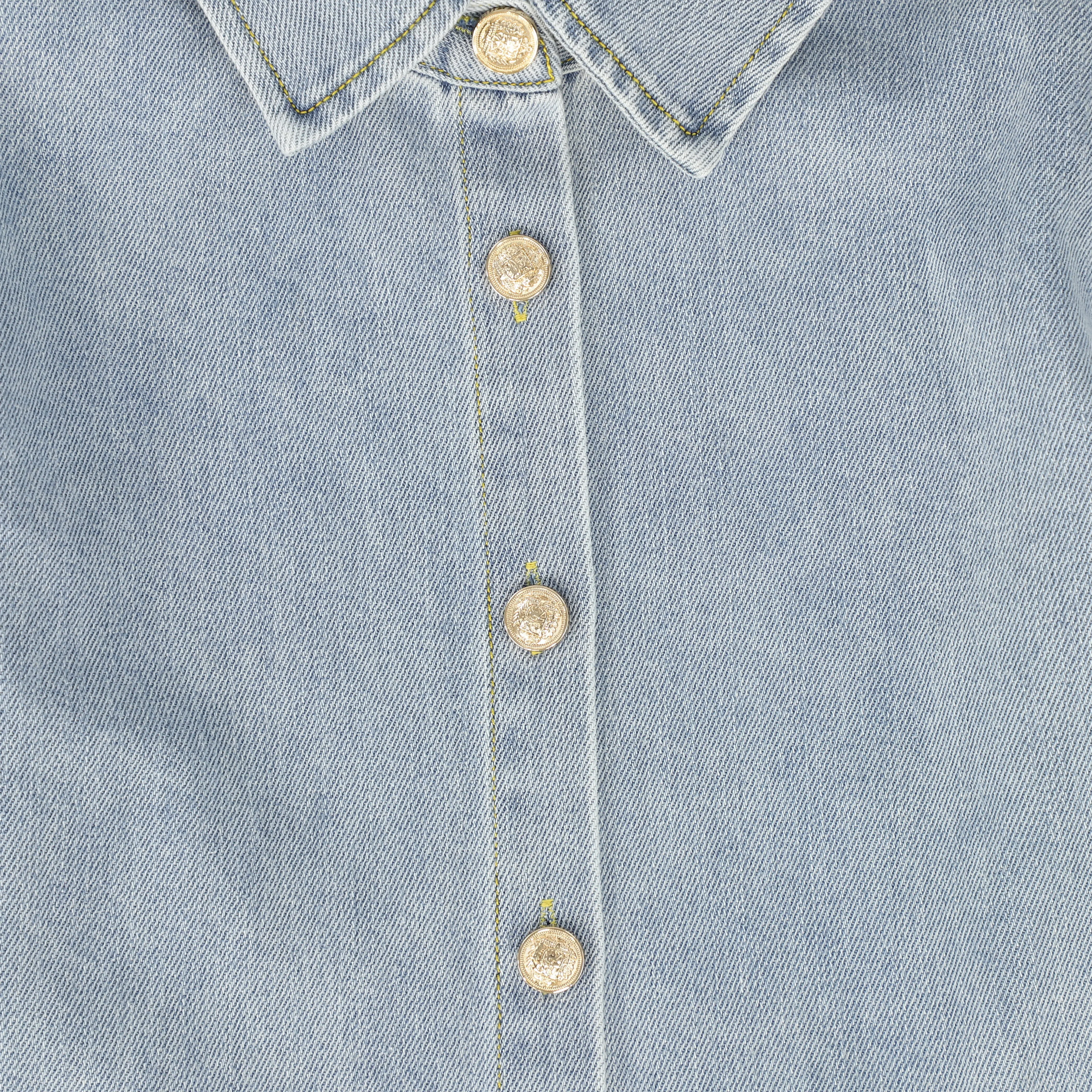 Button down pleated blue denim dress by Bace