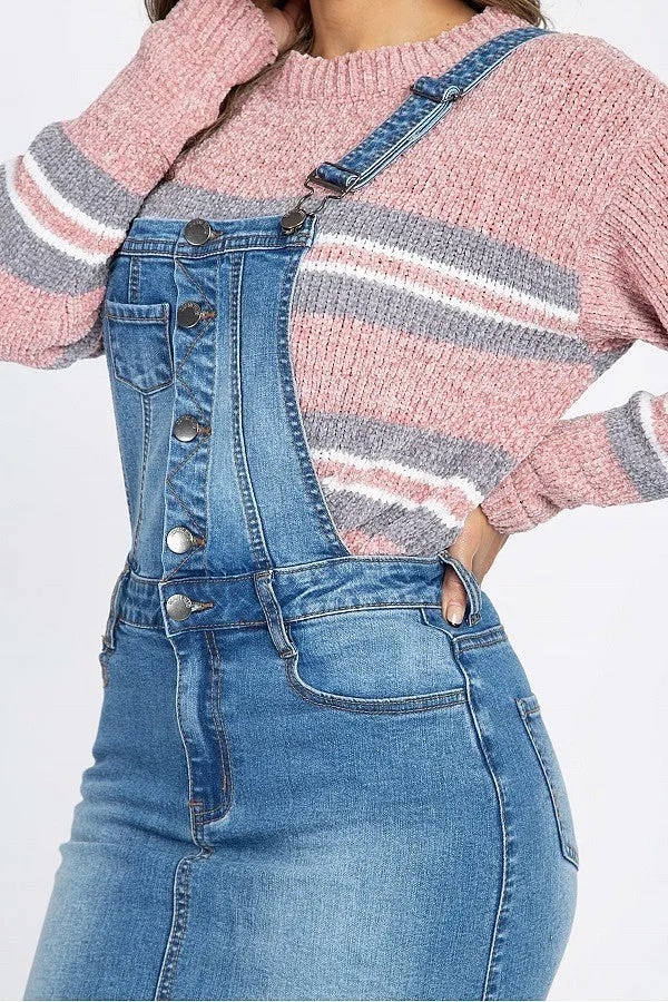 Button Front Overall Dress