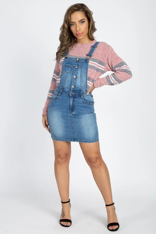 Button Front Overall Dress