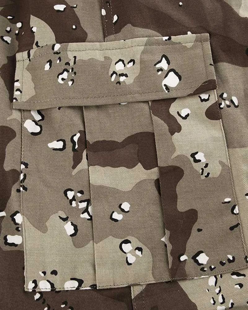 Camouflage Side Slit Cargo Skirt