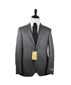 CANALI - “KEI” Slim Unstructured  Horizontal Striped Gray Suit - 40R