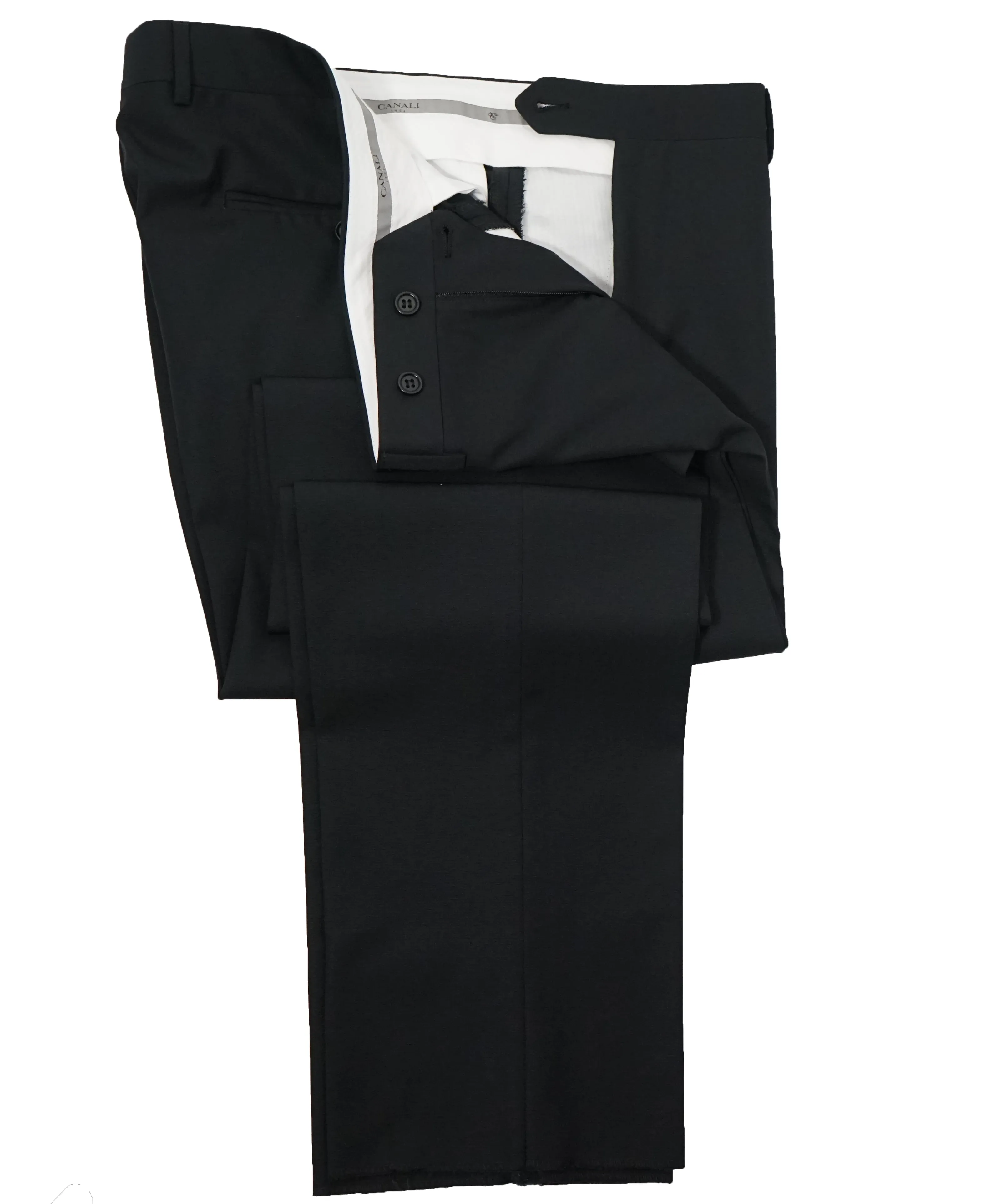 CANALI - Tonal Textured Weave Black Tipped Tuxedo Suit - 44R