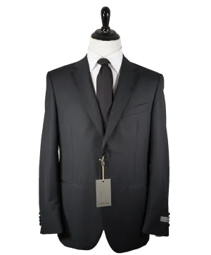 CANALI - Tonal Textured Weave Black Tipped Tuxedo Suit - 44R