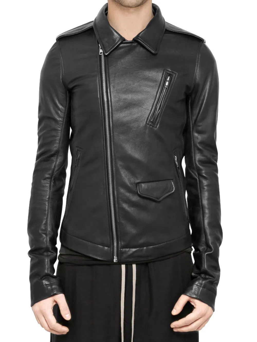 Canvas-Lined Genuine Leather Jacket for Men