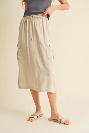 Cargo Midi Skirt With Side Slits WL23-8018