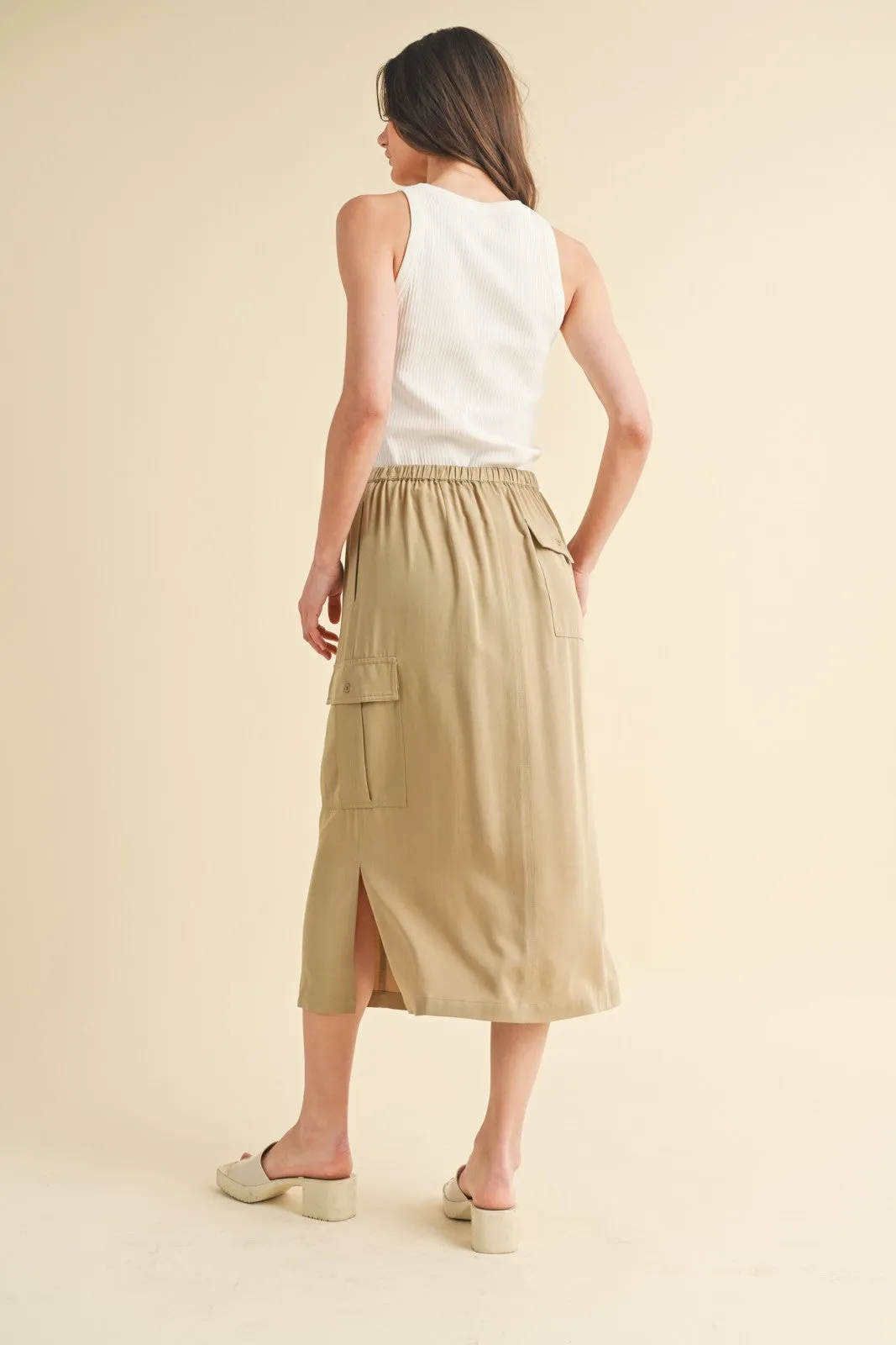 Cargo Midi Skirt With Side Slits WL23-8018