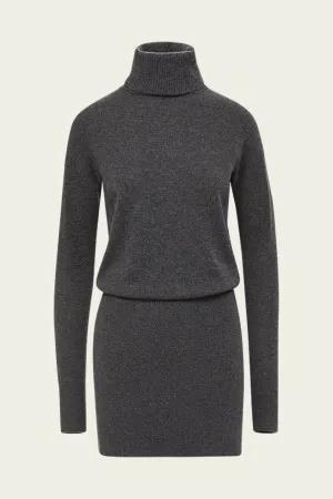 Cassidy Turtleneck Mini Dress in Charcoal
