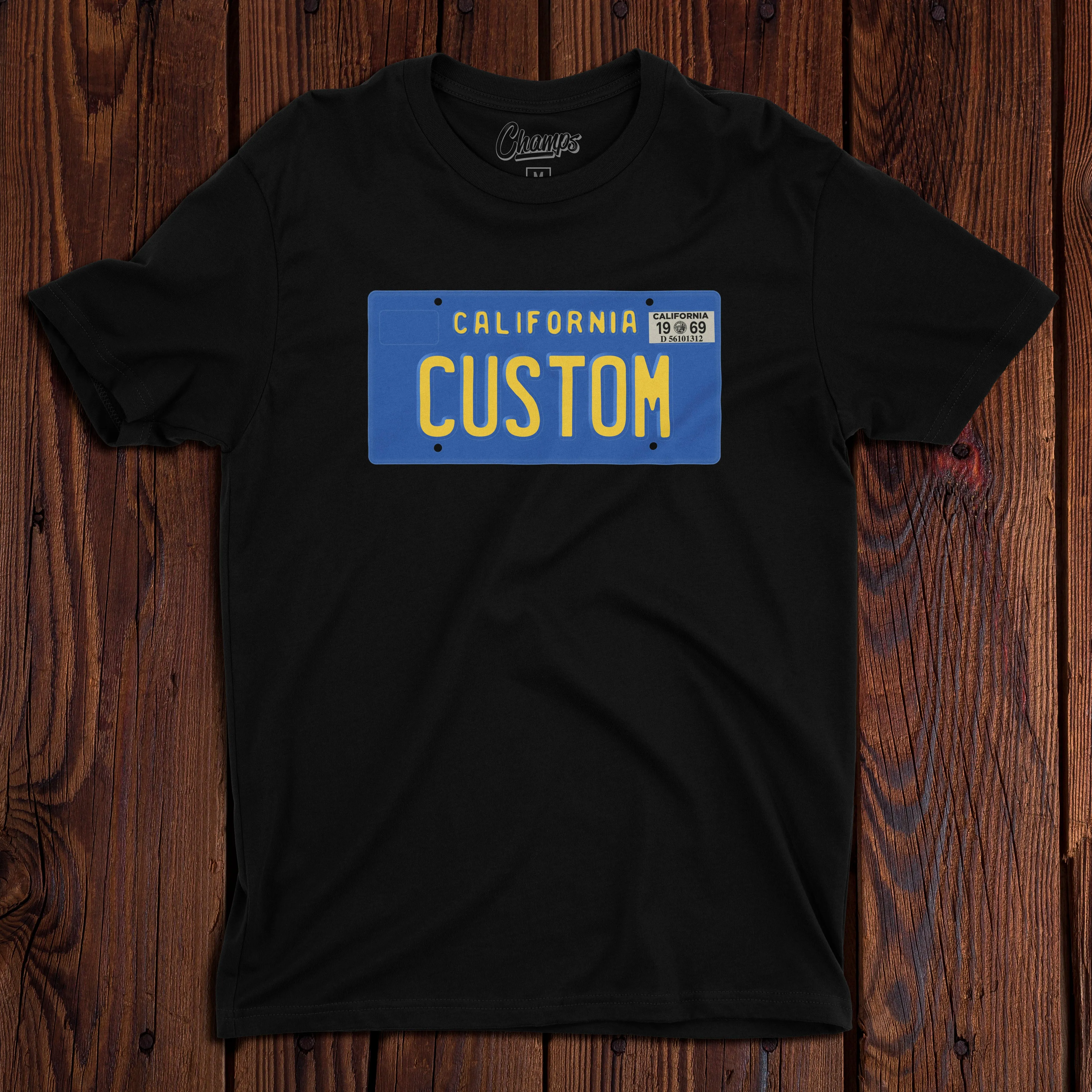 Champ's Speedshop - 69-86 California Blue Plate T-shirt - Custom!