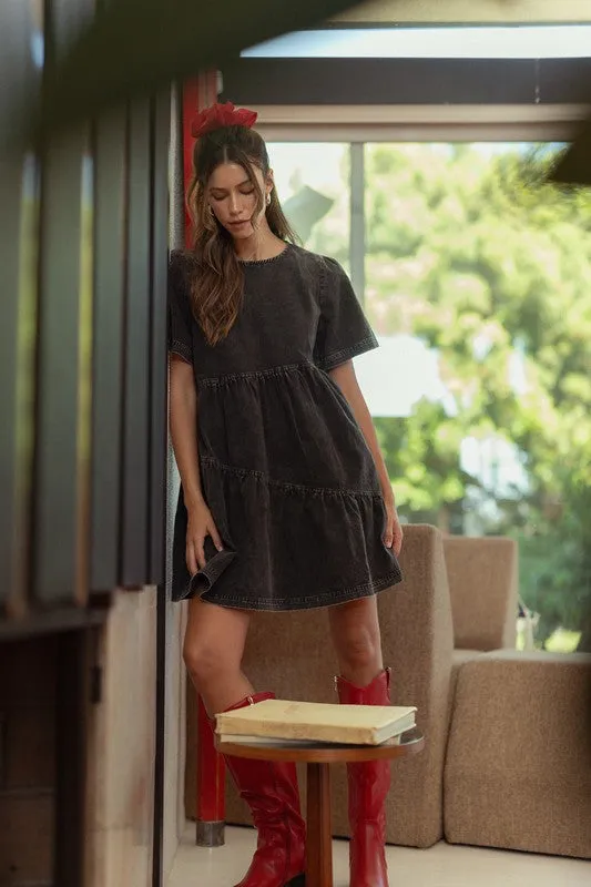 CHARCOAL BLOSSOM DRESS