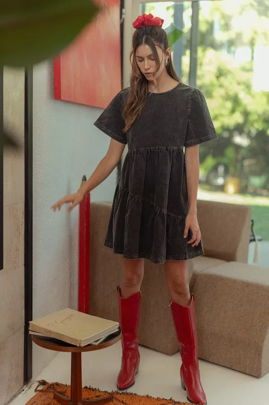 CHARCOAL BLOSSOM DRESS