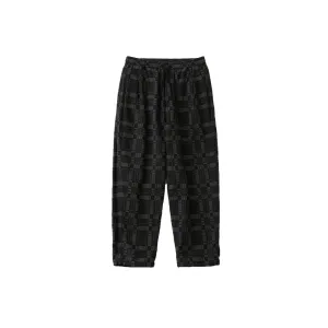 CHECK JACQUARD 1 TUCK EASY PANTS - BLACK