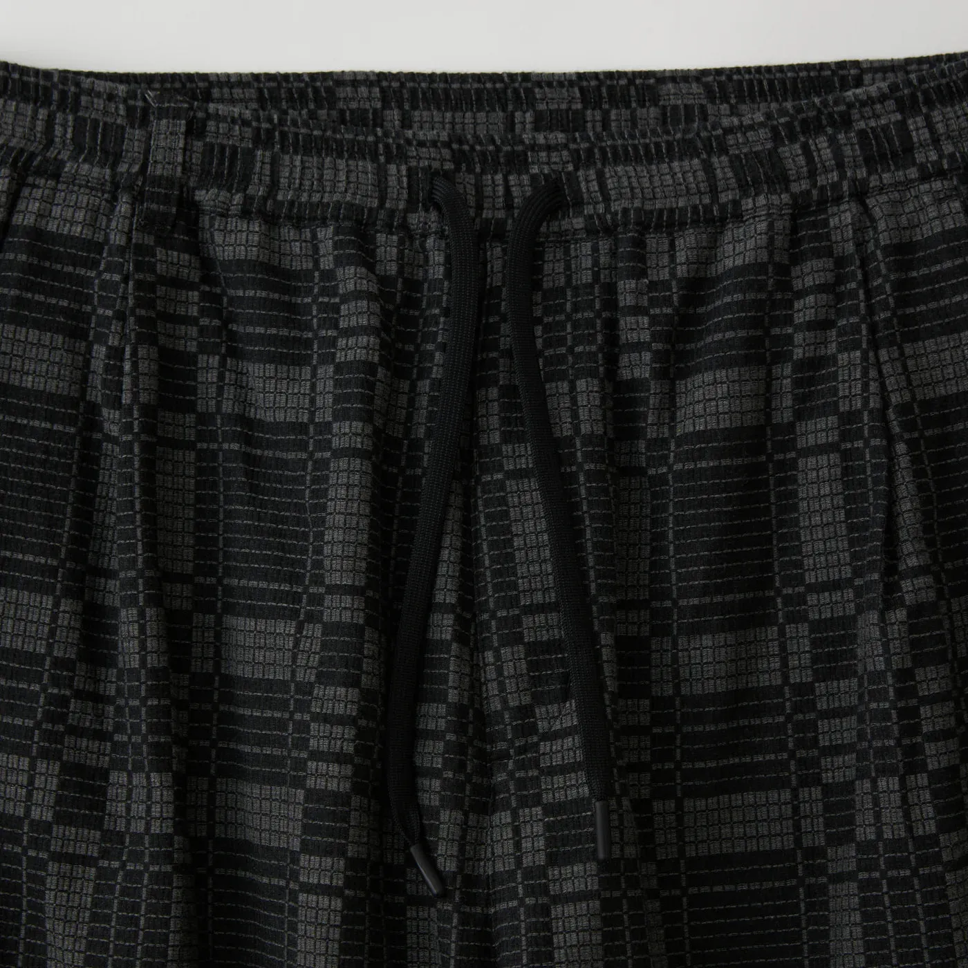 CHECK JACQUARD 1 TUCK EASY PANTS - BLACK