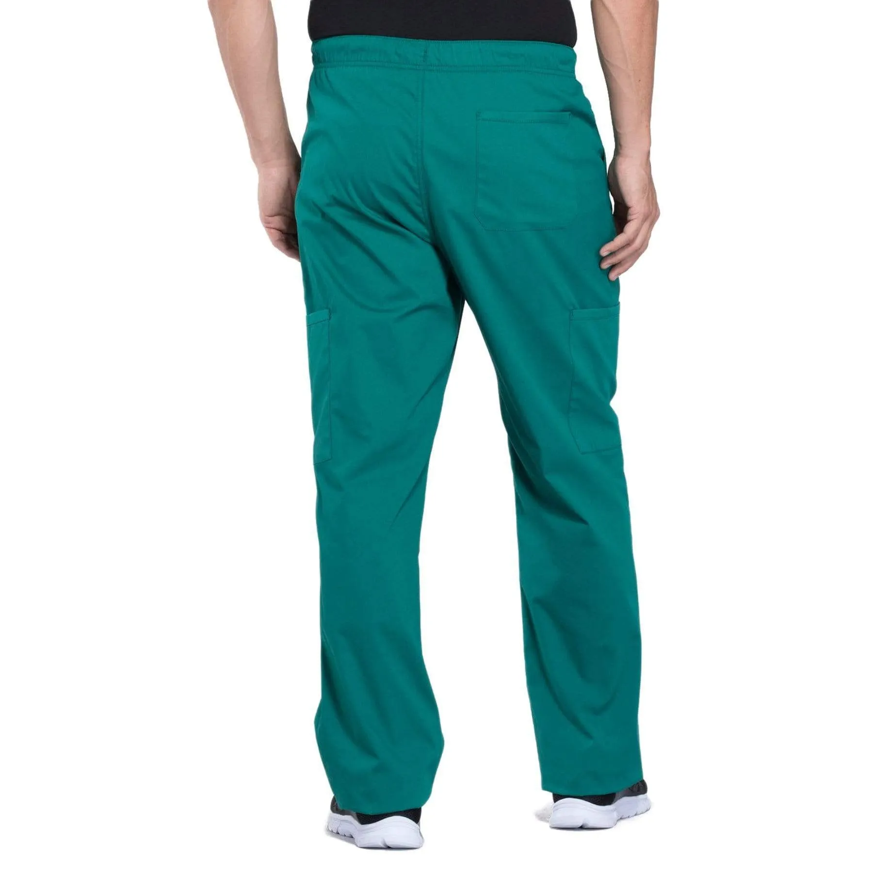 Cherokee Workwear Professionals WW190 Scrubs Pants Mens Tapered Leg Drawstring Cargo Hunter Green