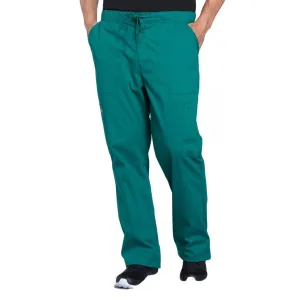 Cherokee Workwear Professionals WW190 Scrubs Pants Mens Tapered Leg Drawstring Cargo Hunter Green
