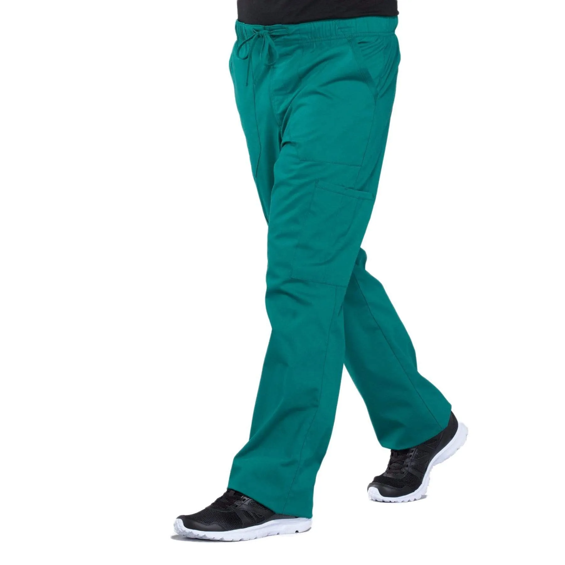Cherokee Workwear Professionals WW190 Scrubs Pants Mens Tapered Leg Drawstring Cargo Hunter Green