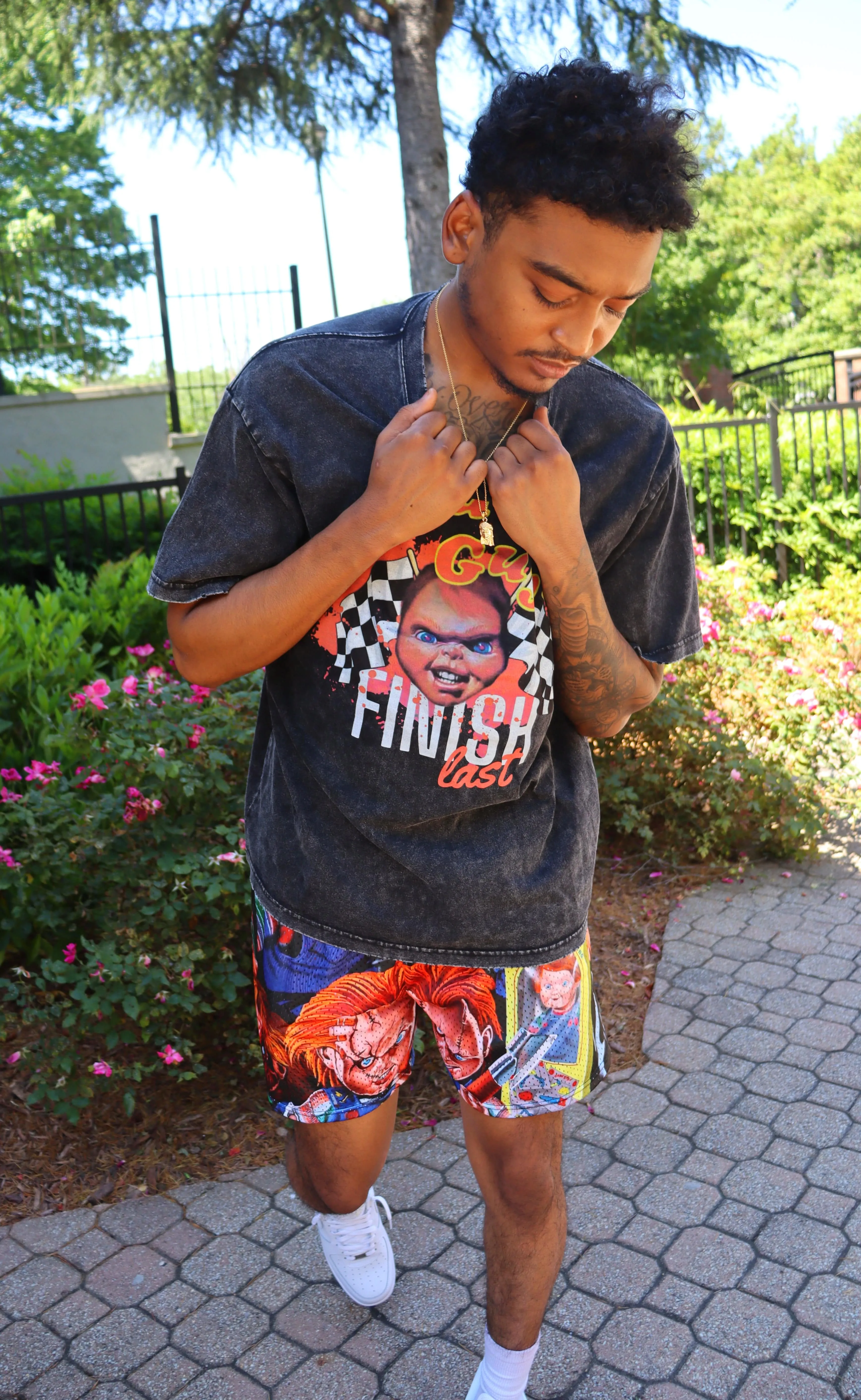 CHUCKY VINTAGE ACID WASH RACING TEE