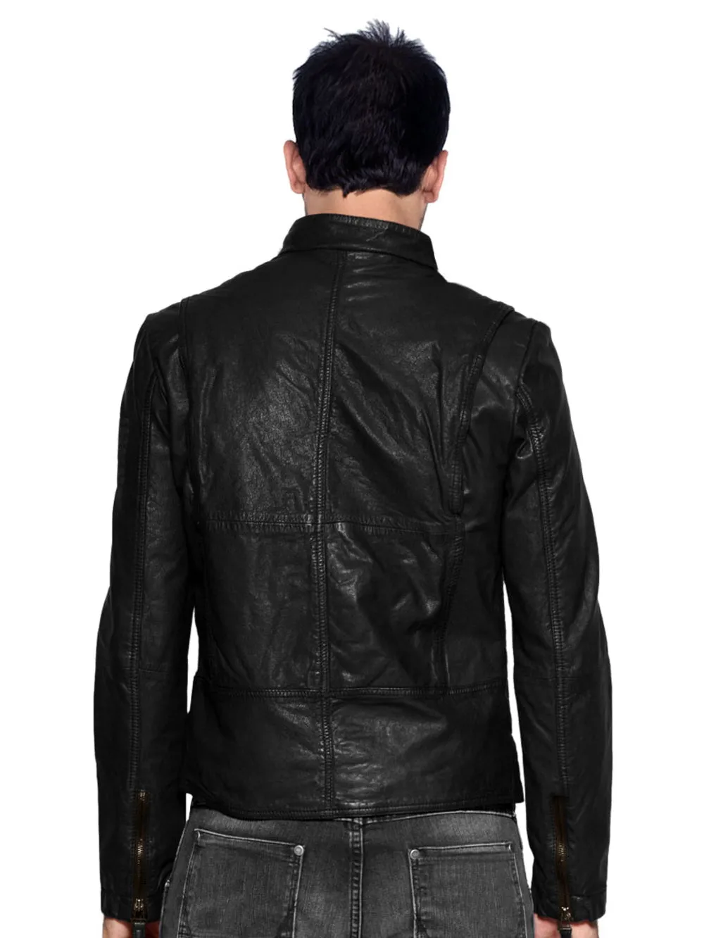 Classic Suave Genuine Leather Biker Jacket for Men