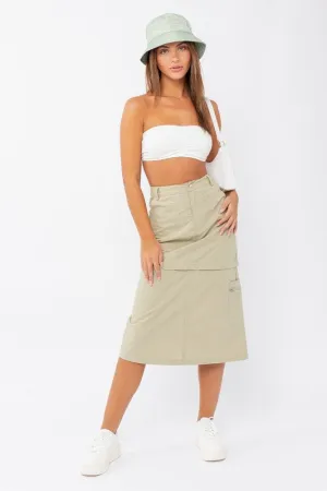 Convertible Cargo Skirt in Khaki