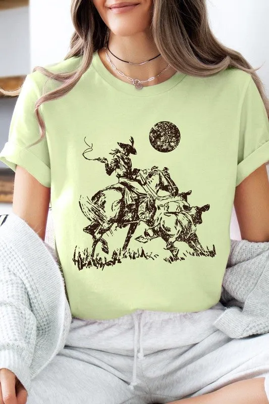 Cowboy Lasso Cow Western Graphic Tee