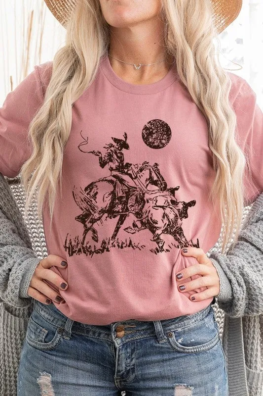 Cowboy Lasso Cow Western Graphic Tee