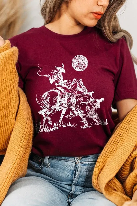 Cowboy Lasso Cow Western Graphic Tee