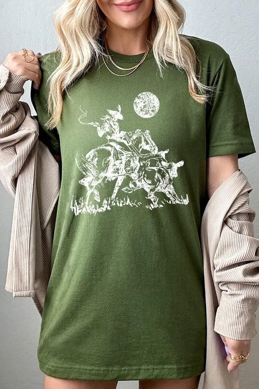 Cowboy Lasso Cow Western Graphic Tee