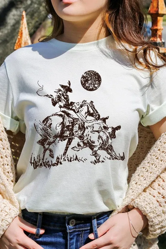 Cowboy Lasso Cow Western Graphic Tee
