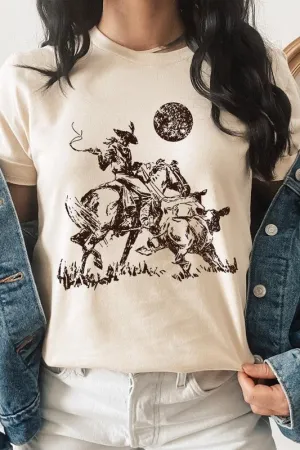 Cowboy Lasso Cow Western Graphic Tee