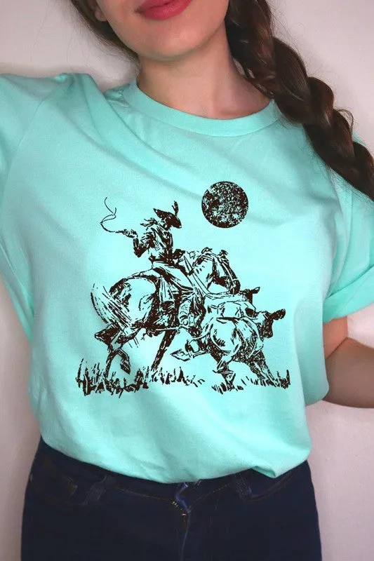 Cowboy Lasso Cow Western Graphic Tee