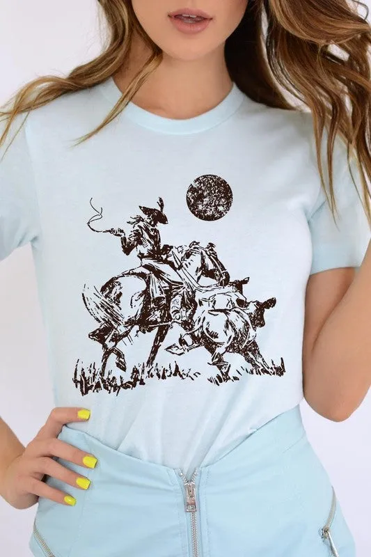 Cowboy Lasso Cow Western Graphic Tee