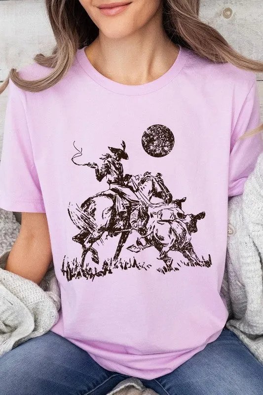 Cowboy Lasso Cow Western Graphic Tee