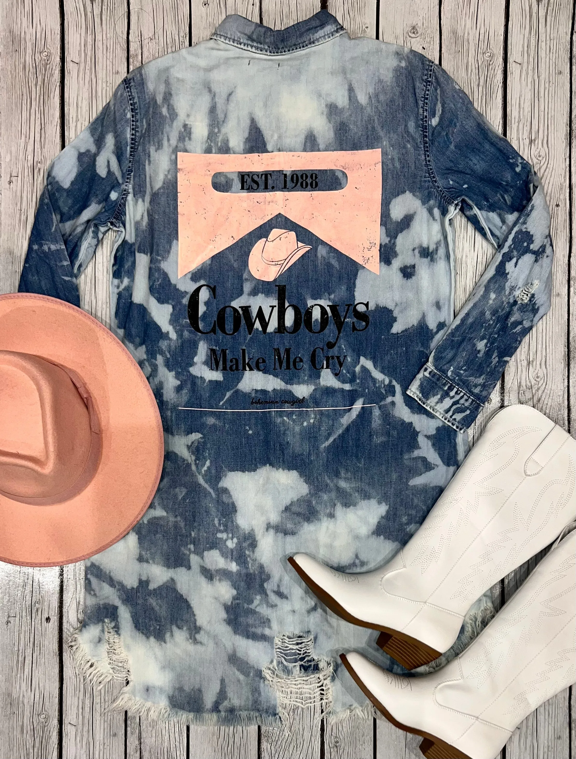 Cowboys Make Me Cry - Denim Dress