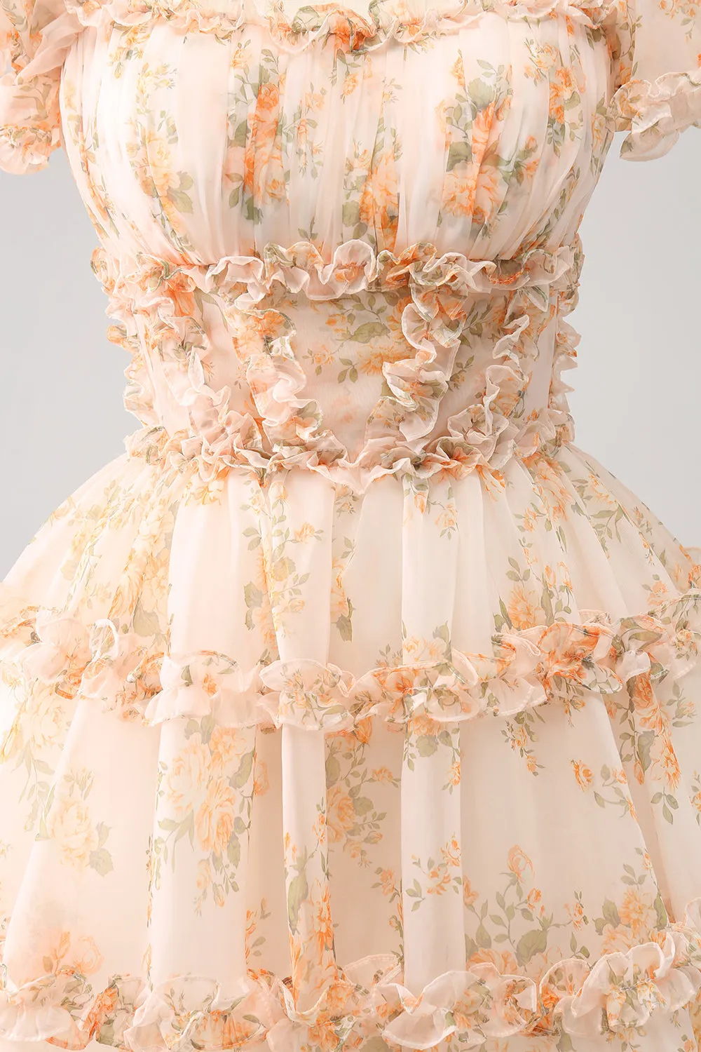 Cute Yellow A Line Square Neck Corset Backless Short Homecoming Dress
