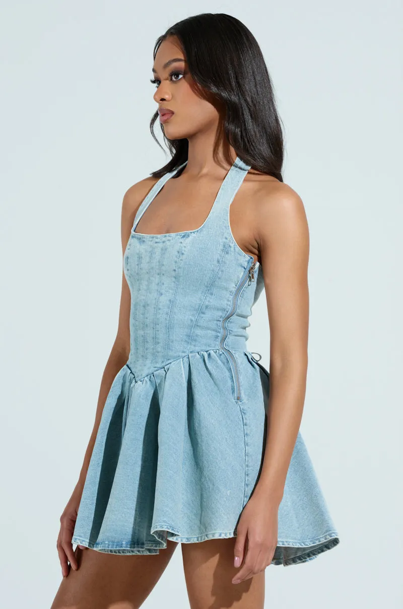 DAINTY DENIM MINI DRESS