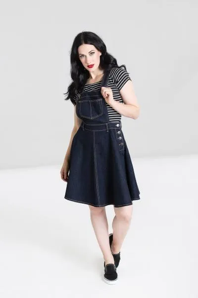 Dakota Pinafore Dress - Navy -