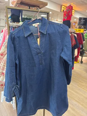 DARK DENIM DRESS W/CINCH BACK