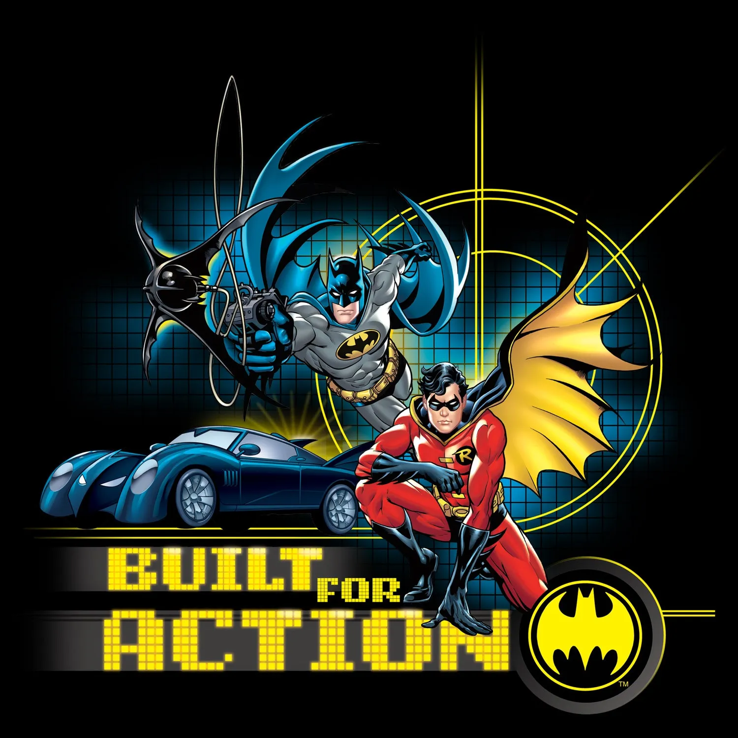 DC Comics Batman Built Action Official Men's T-shirt (Black)